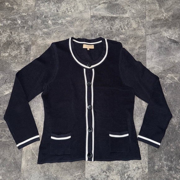 Jones New York Navy Blue Cardigan Blazer Top Size Large - Picture 1 of 5